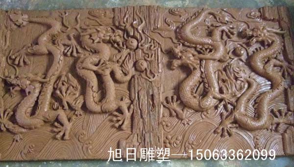 双龙戏珠泥塑浮雕